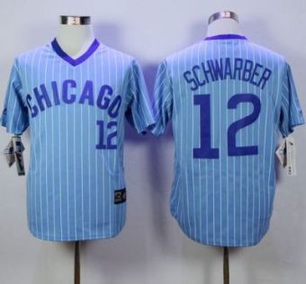 Chicago Cubs #12 Kyle Schwarber Blue(White Strip) Cooperstown Throwback Stitched MLB Jersey Chicago Cubs #12 Kyle Schwarber Blue(White Strip) Cooperstown Throwback Stitched MLB Jersey