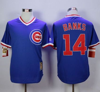 Chicago Cubs #14 Ernie Banks Blue Cooperstown Stitched MLB Jersey