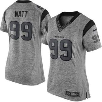 Women Nike Texans #99 J.J. Watt Gray Stitched NFL Limited Gridiron Gray Jersey