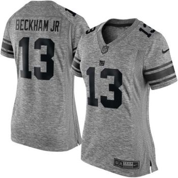 Women Nike Giants #13 Odell Beckham Jr Gray Stitched NFL Limited Gridiron Gray Jersey