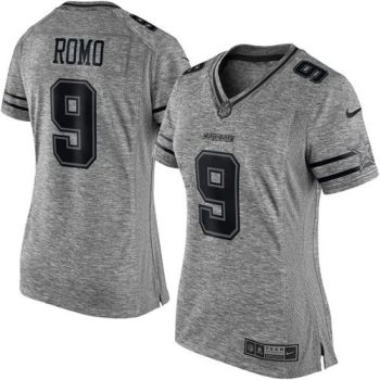 Women Nike Cowboys #9 Tony Romo Gray Stitched NFL Limited Gridiron Gray Jersey