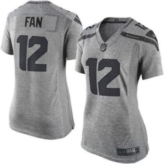 Women Nike Seahawks #12 Fan Gray Stitched NFL Limited Gridiron Gray Jersey
