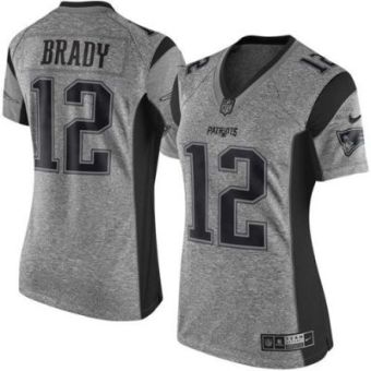 Women Nike Patriots #12 Tom Brady Gray Stitched NFL Limited Gridiron Gray Jersey