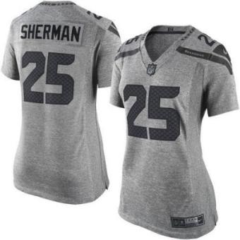 Women Nike Seahawks #25 Richard Sherman Gray Stitched NFL Limited Gridiron Gray Jersey