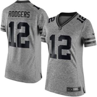 Women Nike Packers #12 Aaron Rodgers Gray Stitched NFL Limited Gridiron Gray Jersey