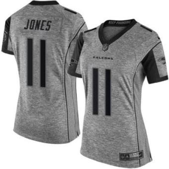 Women Nike Falcons #11 Julio Jones Gray Stitched NFL Limited Gridiron Gray Jersey