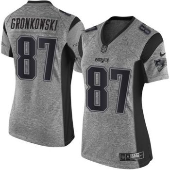 Women Nike Patriots #87 Rob Gronkowski Gray Stitched NFL Limited Gridiron Gray Jersey