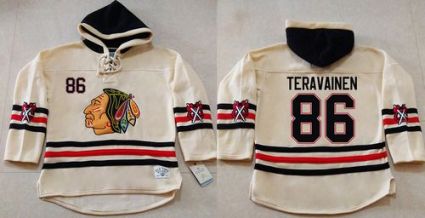 Chicago Blackhawks #86 Teuvo Teravainen Cream Heavyweight Pullover Hoodie Stitched NHL Jersey