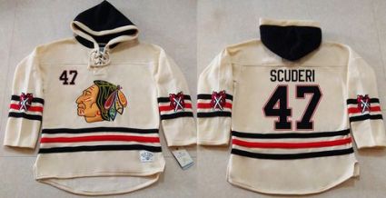 Chicago Blackhawks #47 Rob Scuderi Cream Heavyweight Pullover Hoodie Stitched NHL Jersey Chicago Blackhawks #47 Rob Scuderi Cream Heavyweight Pullover Hoodie Stitched NHL Jersey