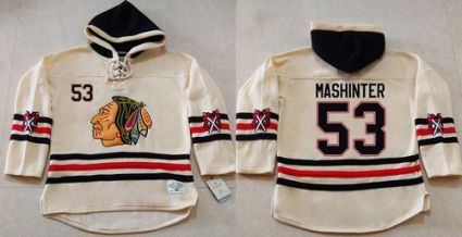 Chicago Blackhawks #53 Brandon Mashinter Cream Heavyweight Pullover Hoodie Stitched NHL Jersey