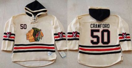 Chicago Blackhawks #50 Corey Crawford Cream Heavyweight Pullover Hoodie Stitched NHL Jersey Chicago Blackhawks #50 Corey Crawford Cream Heavyweight Pullover Hoodie Stitched NHL Jersey