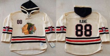 Chicago Blackhawks #88 Patrick Kane Cream Heavyweight Pullover Hoodie Stitched NHL Jersey