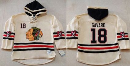Chicago Blackhawks #18 Denis Savard Cream Heavyweight Pullover Hoodie Stitched NHL Jersey Chicago Blackhawks #18 Denis Savard Cream Heavyweight Pullover Hoodie Stitched NHL Jersey