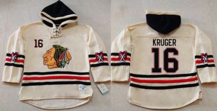 Chicago Blackhawks #16 Marcus Kruger Cream Heavyweight Pullover Hoodie Stitched NHL Jersey Chicago Blackhawks #16 Marcus Kruger Cream Heavyweight Pullover Hoodie Stitched NHL Jersey