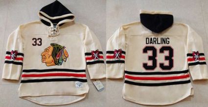 Chicago Blackhawks #33 Scott Darling Cream Heavyweight Pullover Hoodie Stitched NHL Jersey