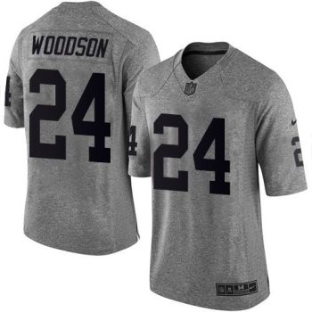 Nike Oakland Raiders #24 Charles Woodson Gray Men's Stitched NFL Limited Gridiron Gray Jersey
