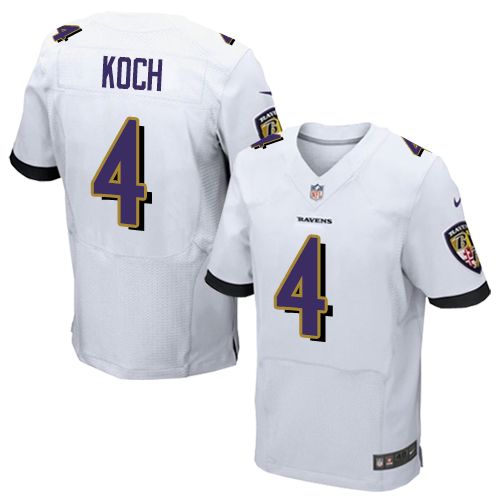 Nike Baltimore Ravens #4 Sam Koch White Men's Stitched NFL New Elite Jersey