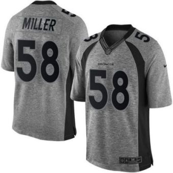 Nike Denver Broncos #58 Von Miller Gray Men's Stitched NFL Limited Gridiron Gray Jersey