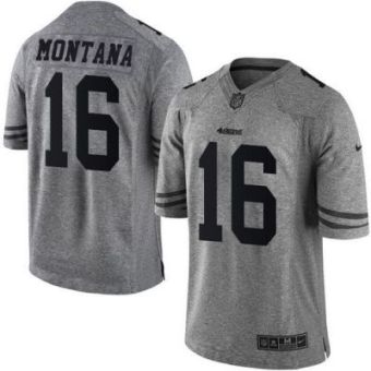 Nike San Francisco 49ers #16 Joe Montana Gray Men's Stitched NFL Limited Gridiron Gray Jersey