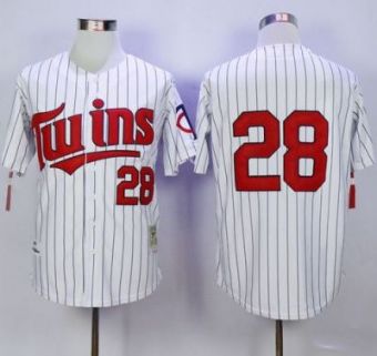 Mitchell And Ness Minnesota Twins #28 Bert Blyleven White(Blue Strip) Throwback Stitched MLB Jersey