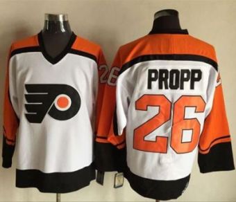 Philadelphia Flyers #26 Brian Propp White Black CCM Throwback Stitched NHL Jersey Philadelphia Flyers #26 Brian Propp White Black CCM Throwback Stitched NHL Jersey