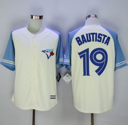 Toronto Blue Jays #19 Jose Bautista Cream Blue Exclusive New Cool Base Stitched MLB Jersey