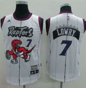 Youth Toronto Raptors #7 Kyle Lowry White Throwback Stitched NBA Jersey