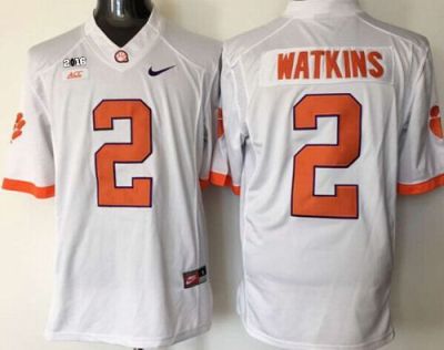 Clemson Tigers #2 Sammy Watkins White Limited 2016 College Football Playoff National Championship Patch Stitched NCAA Jersey