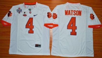 Clemson Tigers #4 Deshaun Watson White 1975-1978 Fuller 2016 College Football Playoff National Championship Patch Stitched NCAA Jersey