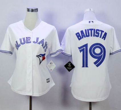 Women Toronto Blue Jays #19 Jose Bautista White Fashion Stitched MLB Jersey