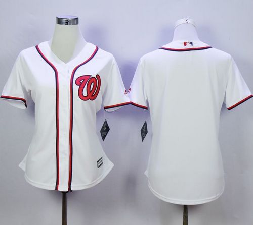 Women Washington Nationals Blank White Fashion Stitched MLB Jersey