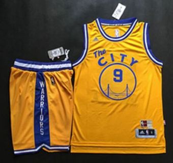 Golden State Warriors #9 Andre Iguodala Gold Throwback The City A Set Stitched NBA Jersey