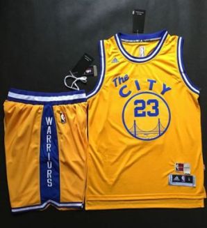 Golden State Warriors #23 Draymond Green Gold Throwback The City A Set Stitched NBA Jersey