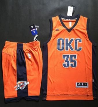 Oklahoma City Thunder #35 Kevin Durant Orange Alternate A Set Stitched NBA Jersey
