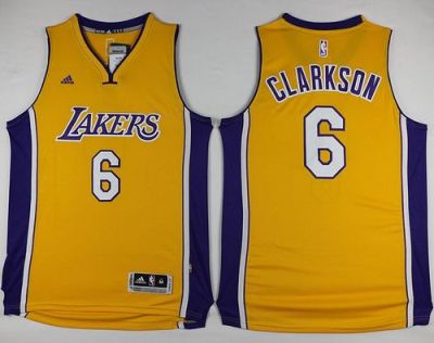 Los Angeles Lakers #6 Jordan Clarkson Yellow Stitched NBA Jersey