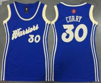 Women Golden State Warriors #30 Stephen Curry Blue 2015-2016 Christmas Day Dress Stitched NBA Jersey