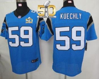 Nike Carolina Panthers #59 Luke Kuechly Blue Alternate Super Bowl 50 Men's Stitched NFL Elite Jersey