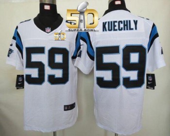 Nike Carolina Panthers #59 Luke Kuechly White Super Bowl 50 Men's Stitched NFL Elite Jersey