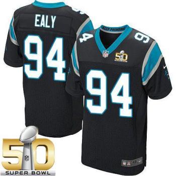 Nike Carolina Panthers #94 Kony Ealy Black Team Color Super Bowl 50 Men's Stitched NFL Elite Jersey