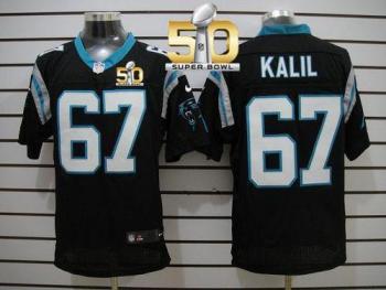 Nike Carolina Panthers #67 Ryan Kalil Black Team Color Super Bowl 50 Men's Stitched NFL Elite Jersey