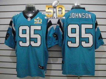 Nike Carolina Panthers #95 Charles Johnson Blue Alternate Super Bowl 50 Men's Stitched NFL Elite Jersey