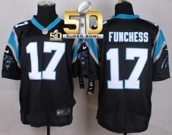 Nike Carolina Panthers #17 Devin Funchess Black Team Color Super Bowl 50 Men's Stitched NFL Elite Jersey
