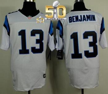 Nike Carolina Panthers #13 Kelvin Benjamin White Super Bowl 50 Men's Stitched NFL Elite Jersey