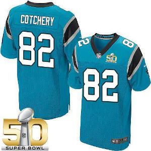 Nike Carolina Panthers #82 Jerricho Cotchery Blue Alternate Super Bowl 50 Men's Stitched NFL Elite Jersey