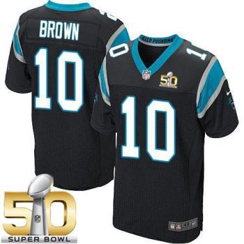 Nike Carolina Panthers #10 Corey Brown Black Team Color Super Bowl 50 Men's Stitched NFL Elite Jersey