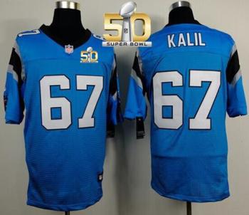Nike Carolina Panthers #67 Ryan Kalil Blue Alternate Super Bowl 50 Men's Stitched NFL Elite Jersey