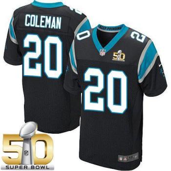 Nike Carolina Panthers #20 Kurt Coleman Black Team Color Super Bowl 50 Men's Stitched NFL Elite Jersey