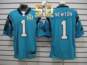 Nike Carolina Panthers #1 Cam Newton Blue Alternate Super Bowl 50 Men's Stitched NFL Elite Jersey
