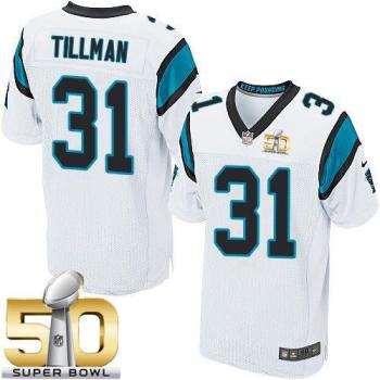 Nike Carolina Panthers #31 Charles Tillman White Super Bowl 50 Men's Stitched NFL Elite Jersey