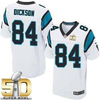 Nike Carolina Panthers #84 Ed Dickson White Super Bowl 50 Men's Stitched NFL Elite Jersey